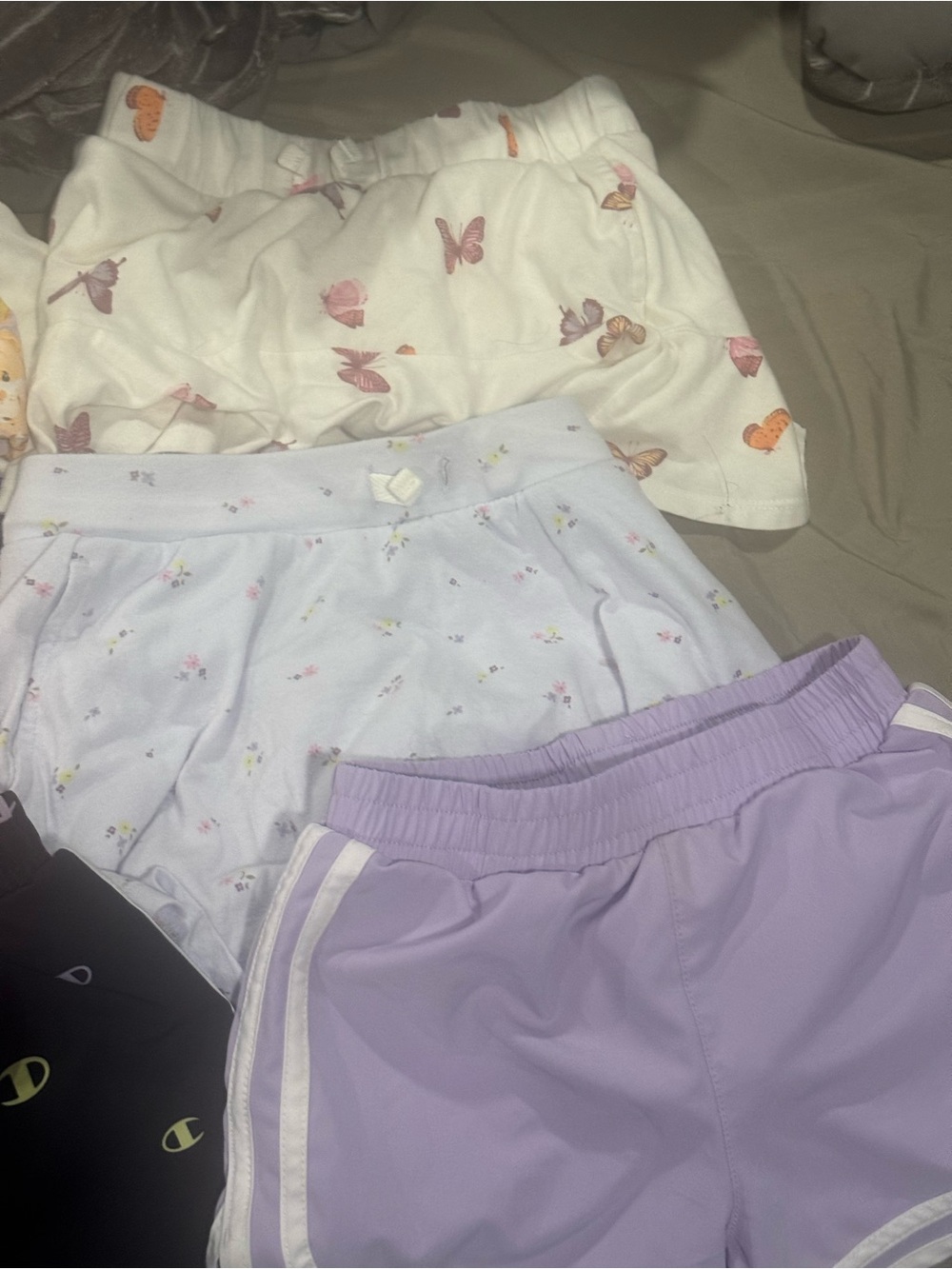 Kids Butterfly & Floral Pajama Shorts - White, Light Blue & Lavender